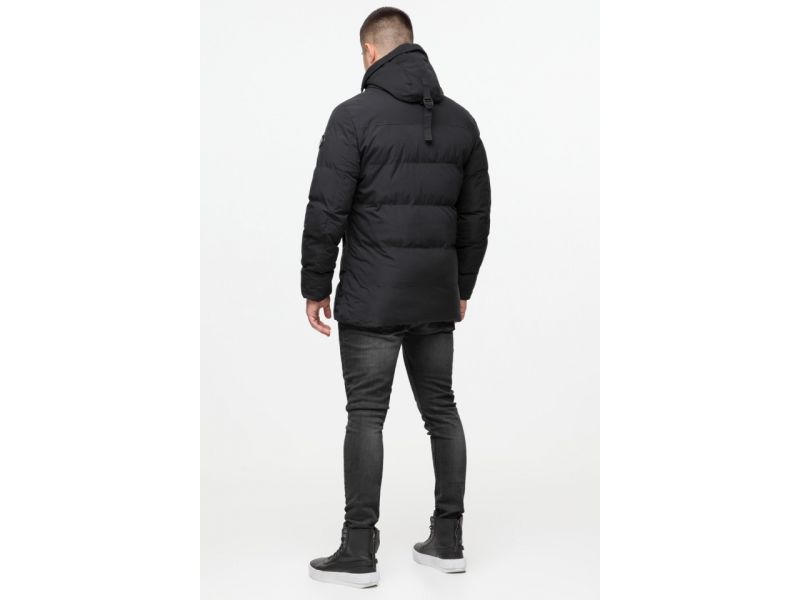 Короткая мужская молодежная куртка зимняя черного цвета модель 25280, фото 6