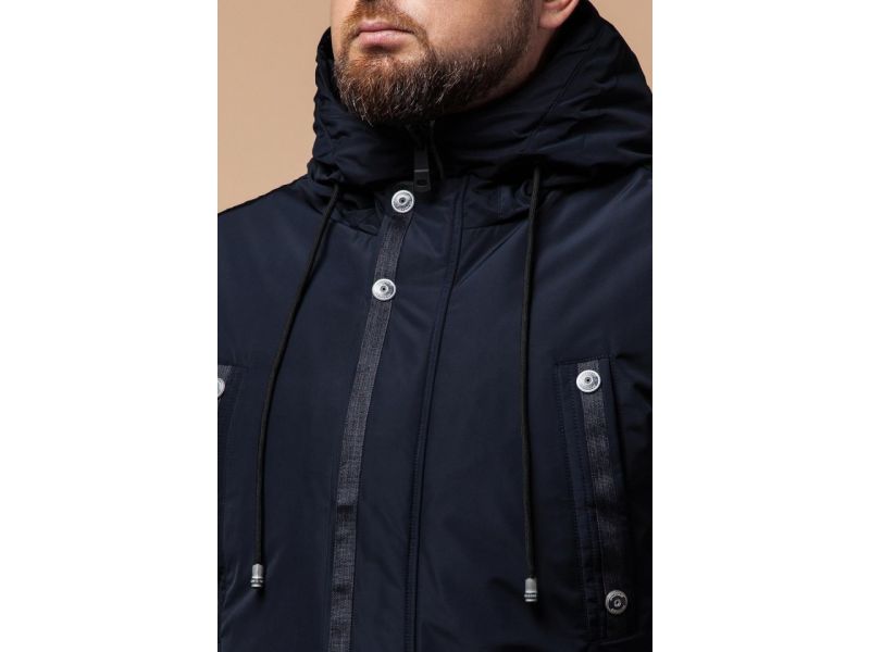 Синяя парка мужская качественного пошива на зиму модель 38830, фото 6