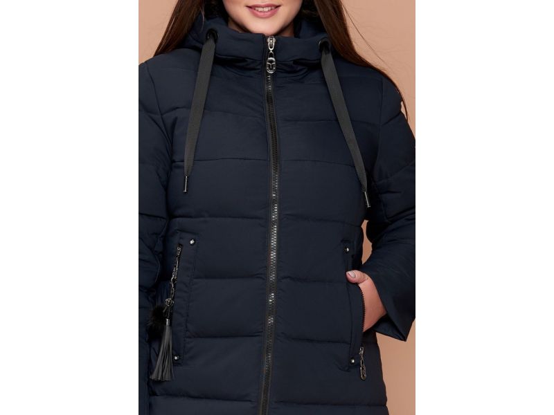 Женский темно-синий зимний пуховик большого размера модель 25045, фото 6