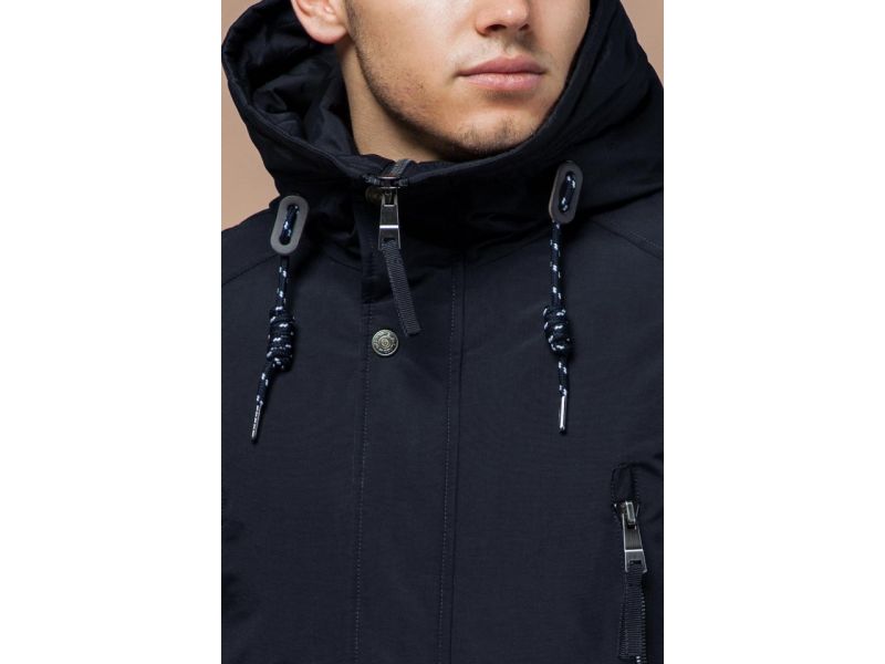 Парка зимняя темно-синяя мужская теплая модель 3587, фото 6