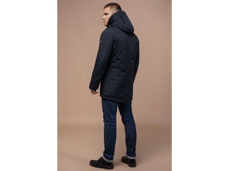 Парка зимняя темно-синяя мужская теплая модель 3587, фото 5