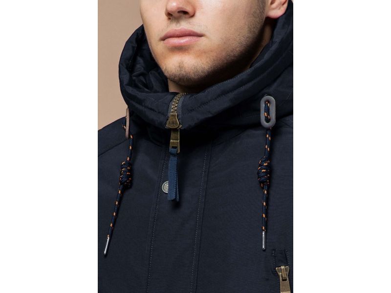 Темно-синяя мужская парка на зиму модель 3587, фото 6