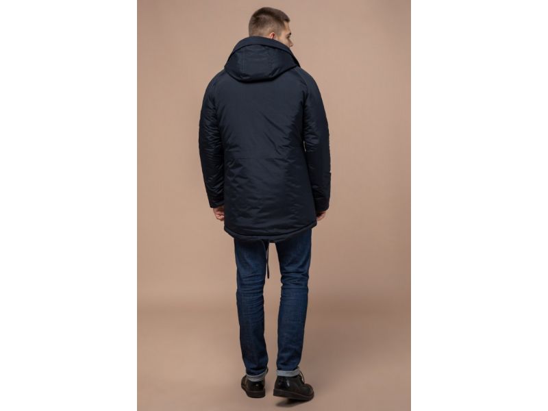 Темно-синяя мужская парка на зиму модель 3587, фото 5