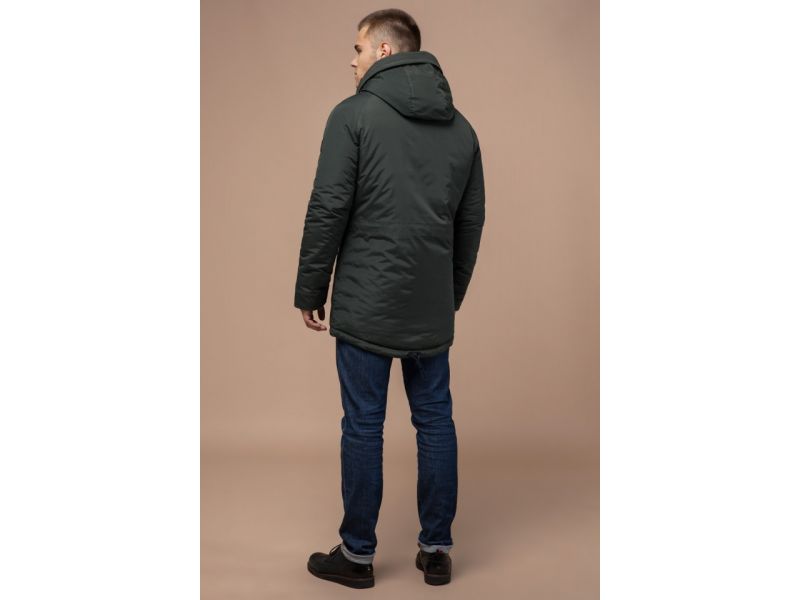 Парка мужская стандартной длины зимняя цвета хаки модель 3587, фото 5