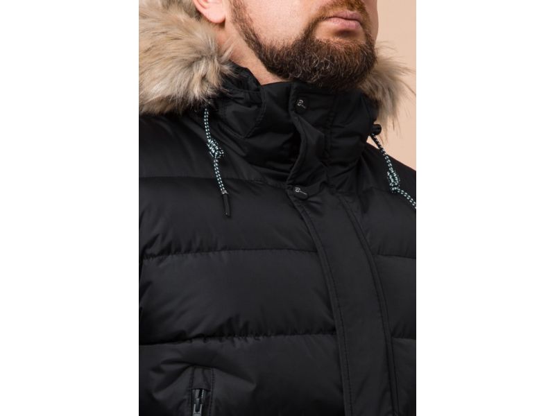 Комфортная мужская черная куртка на зиму модель 19833, фото 6