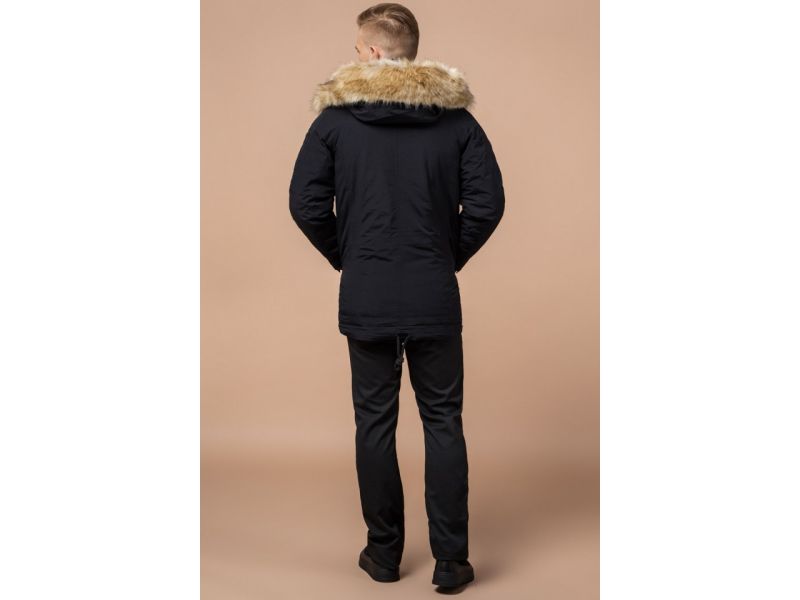 Парка черная зимняя для мужчин модель 3986, фото 5