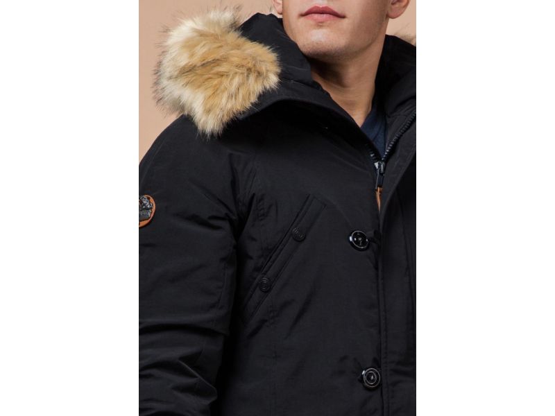 Парка черная зимняя для мужчин модель 3986, фото 6