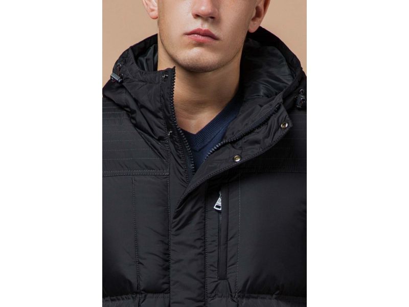 Зимняя куртка качественного пошива мужская цвет графит модель 2609, фото 6