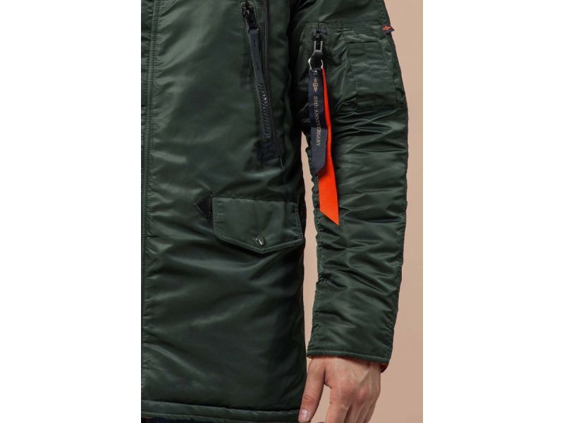 Мужская парка прямого силуэта зимняя цвета хаки модель 4137, фото 6