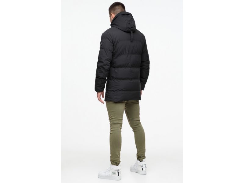 Черная мужская теплая куртка молодежная на зиму модель 25320, фото 6
