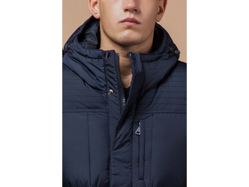 Зимняя фирменная куртка мужская цвет темно-синий модель 2609, фото 6