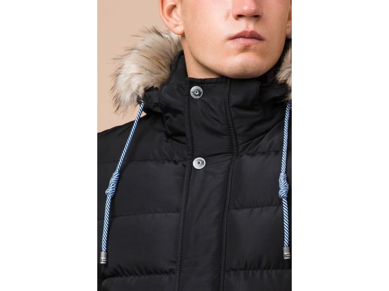 Высококачественная черная мужская куртка зимняя модель 20128, фото 6