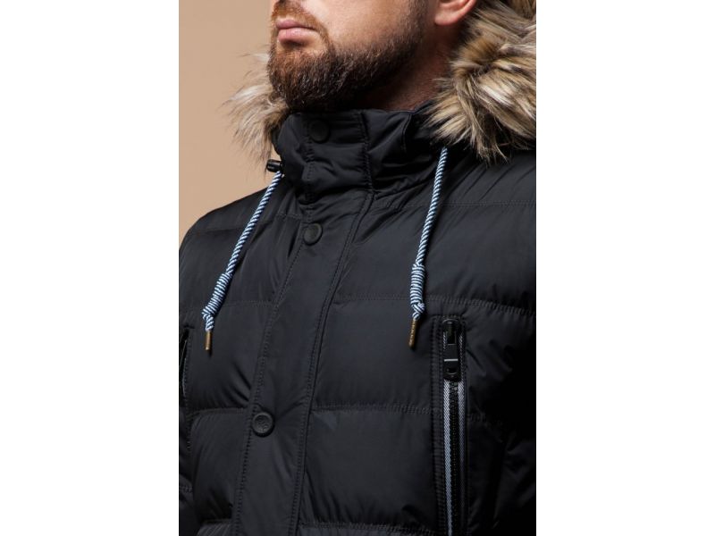 Мужская зимняя теплая куртка графитового цвета модель 21226, фото 6