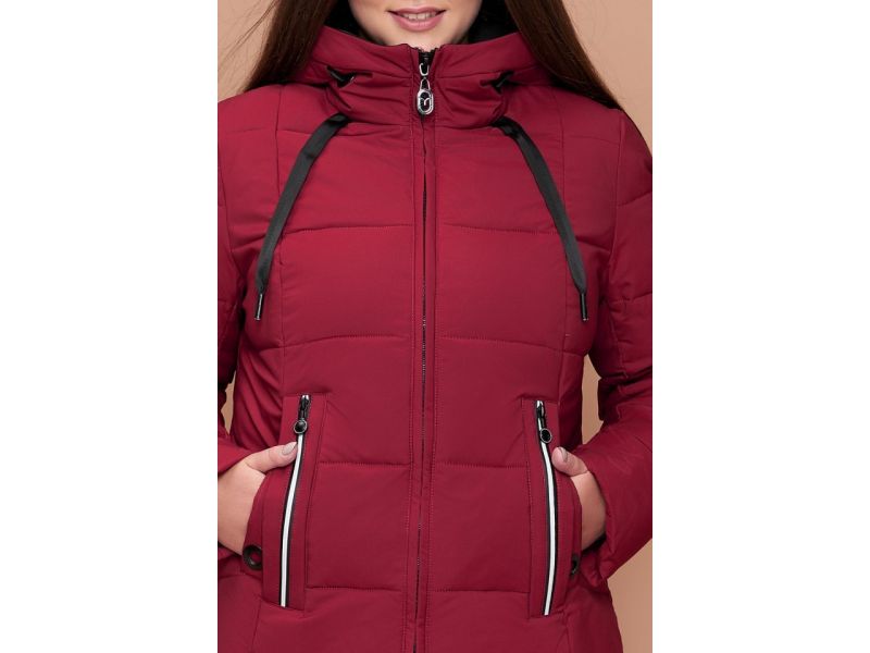 Бордовый зимний женский пуховик большого размера модель 25175, фото 6