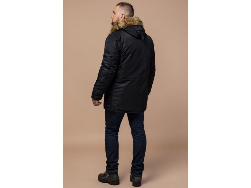 Зимняя мужская парка черного цвета модель 4576, фото 5
