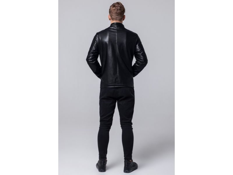 Черная мужская осенне-весенняя куртка легкая модель 4129, фото 5