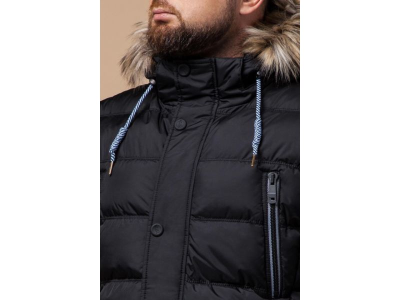 Зимняя мужская куртка практичная черная модель 21226, фото 6