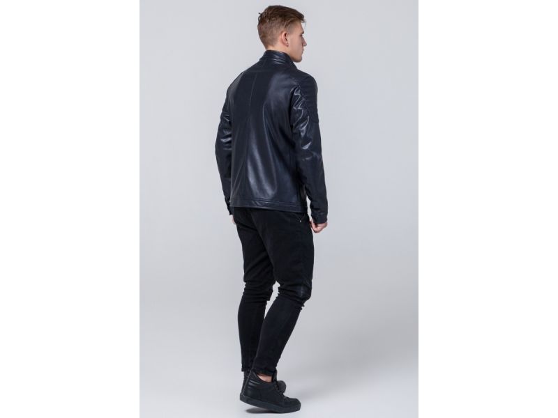 Темно-синяя куртка осенне-весенняя мужская молодежная модель 4129, фото 5