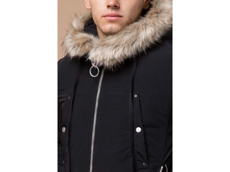 Черная мужская парка на зиму модель 15231, фото 5