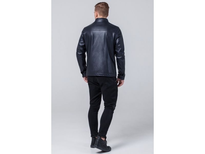 Куртка осенне-весенняя молодежная темно-синяя для мужчин модель 2825, фото 5