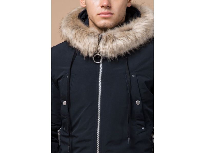 Парка мужская темно-синяя на молнии зимняя модель 15231, фото 5