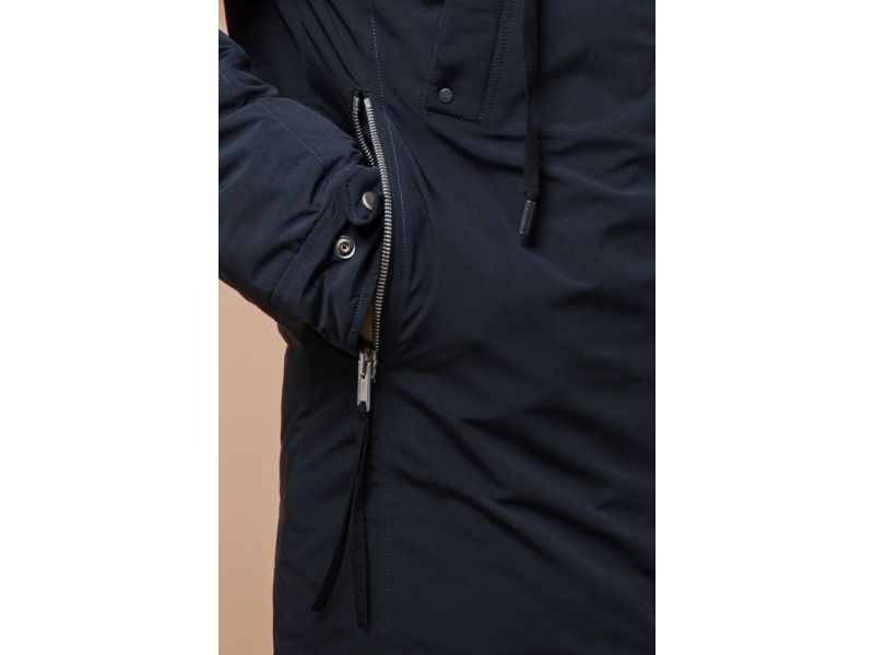 Парка мужская темно-синяя на молнии зимняя модель 15231, фото 6