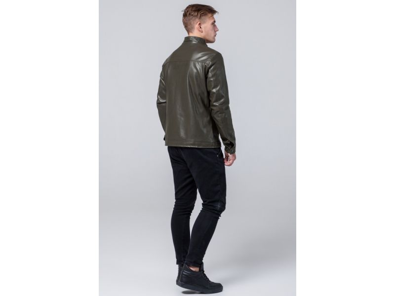 Осенне-весенняя мужская короткая куртка молодежная цвета хаки модель 2825, фото 5