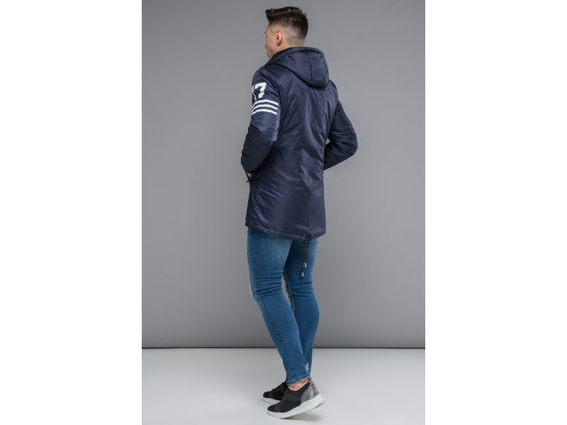 Парка осенне-весенняя синяя молодежная мужская модель 31292, фото 5