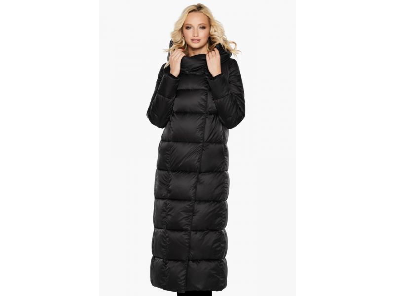 Женский стильный черный воздуховик на зиму модель 31056, фото 5