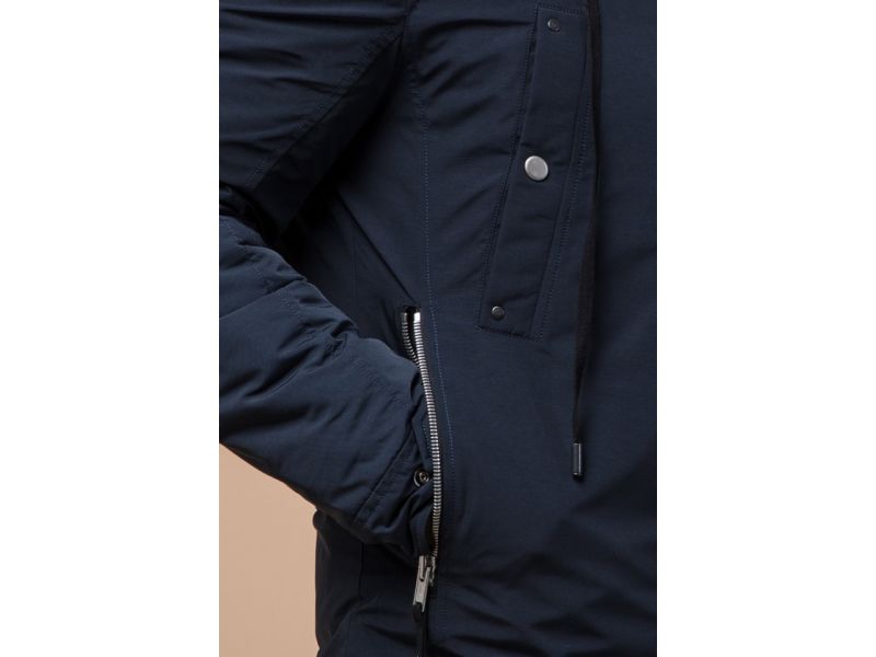 Синяя парка мужская зимняя с карманами модель 15231, фото 6