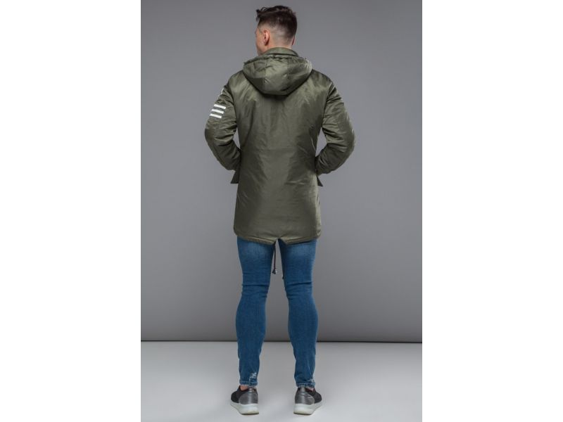 Парка молодежная мужская осенне-весенняя цвета хаки модель 31292, фото 5