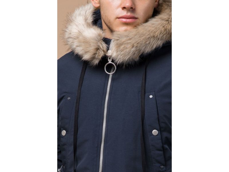 Синяя парка мужская зимняя с карманами модель 15231, фото 5