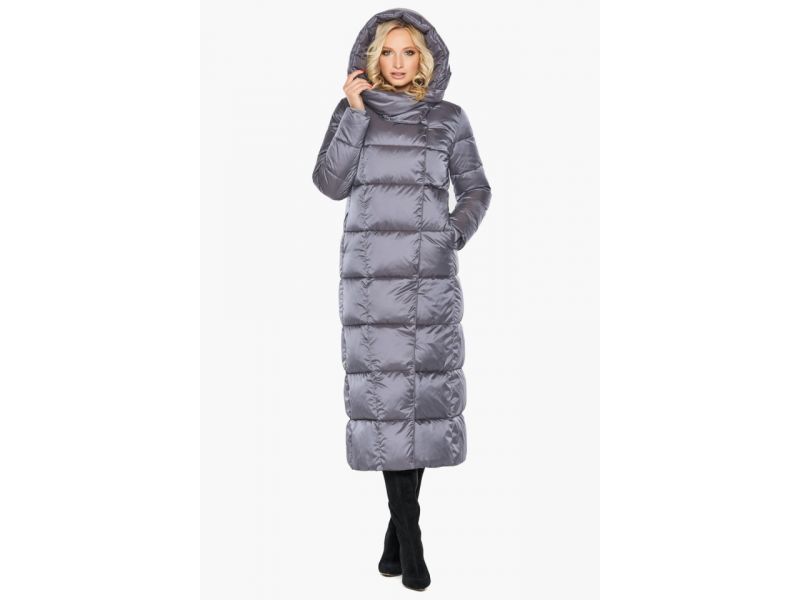 Стильный жемчужно-серый воздуховик зимний женский модель 31056, фото 5