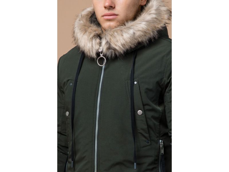 Парка мужская цвета хаки зимняя модель 15231, фото 5