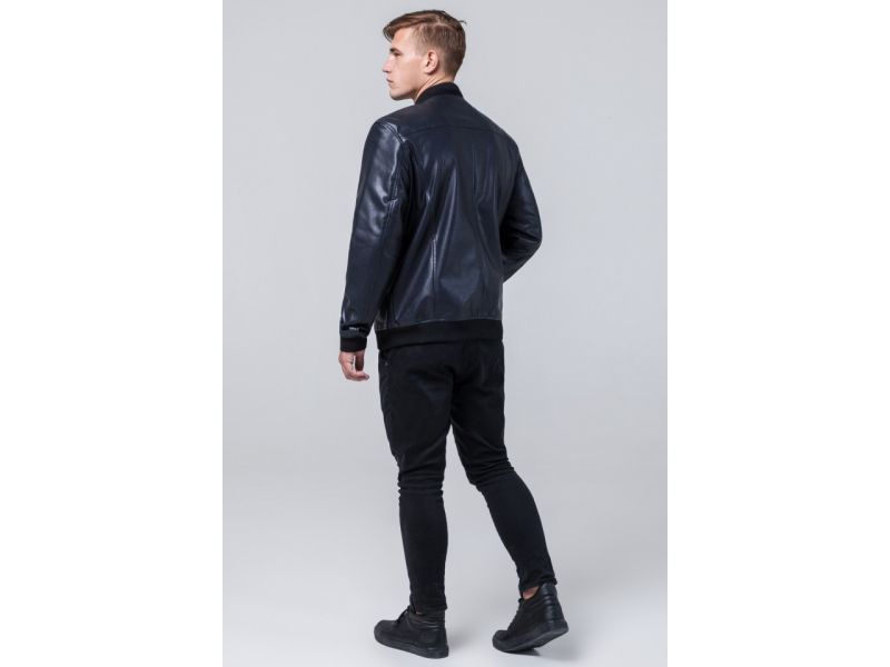 Молодежная темно-синяя куртка мужская осенне-весенняя модель 4055, фото 5