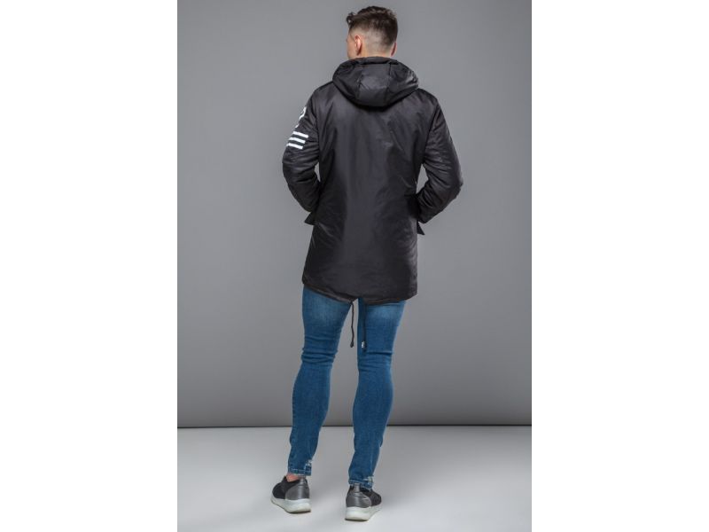 Мужская черная парка молодежная осенне-весенняя модель 31292, фото 5