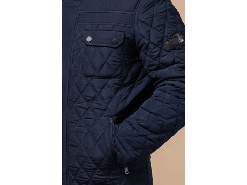 Мужская зимняя куртка с капюшоном цвет синий модель 1698, фото 6