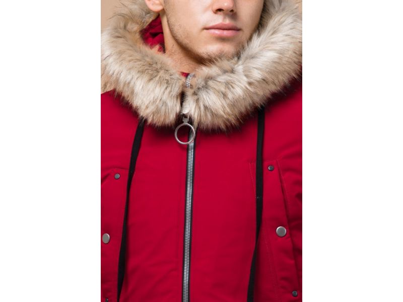 Красная мужская парка с опушкой зимняя модель 15231, фото 5