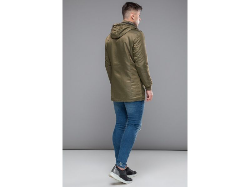 Мужская парка осенне-весенняя молодежная цвета хаки модель 20595, фото 5