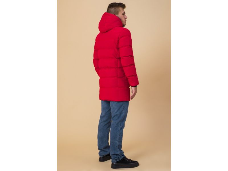 Мужская красная зимняя куртка прямого кроя модель 29077, фото 6