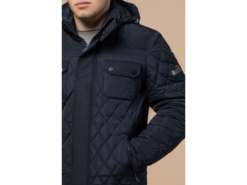 Мужская темно-синяя качественная куртка зимняя модель 1698, фото 6