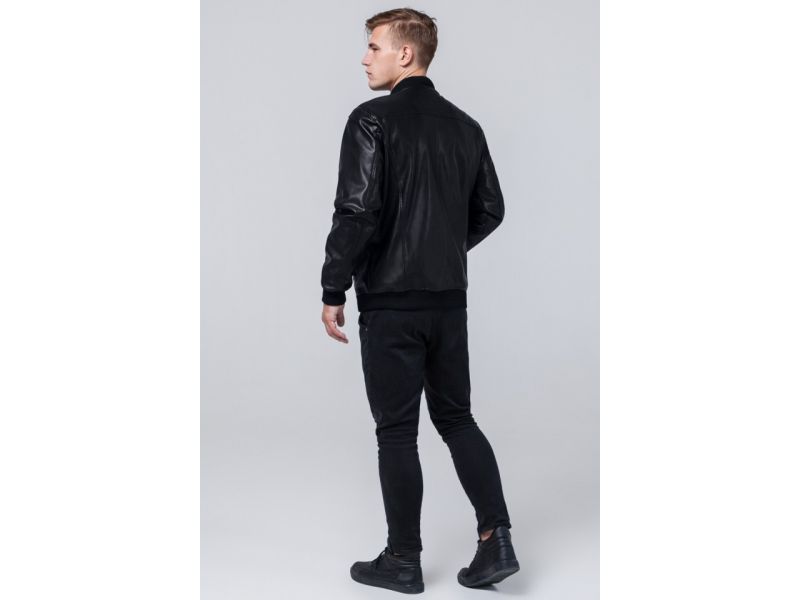 Куртка черная мужская осенне-весенняя молодежная с манжетами модель 4055, фото 5