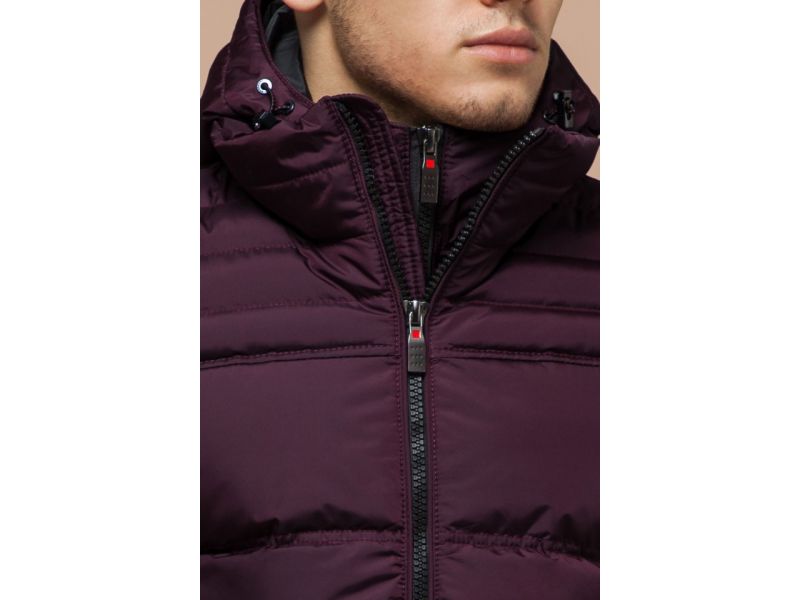 Зимняя темно-бордовая мужская куртка модель 26055, фото 6
