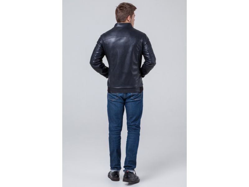 Темно-синяя молодежная непромокаемая куртка осенне-весенняя для мужчин модель 1588, фото 5