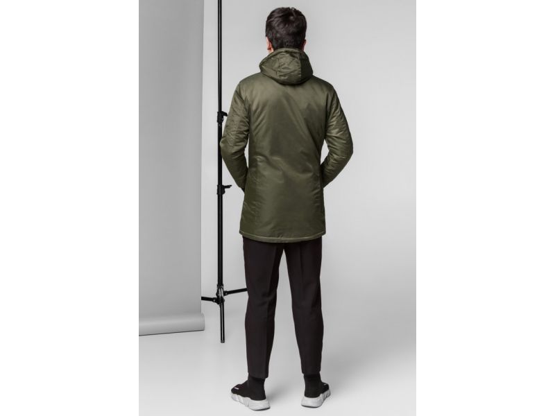 Парка молодежная осенне-весенняя на молнии мужская цвета хаки модель 45532, фото 5