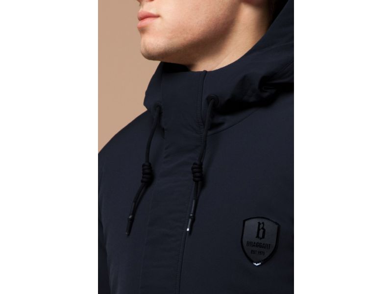 Темно-синяя парка мужская зимняя с нашивкой модель 9028, фото 6