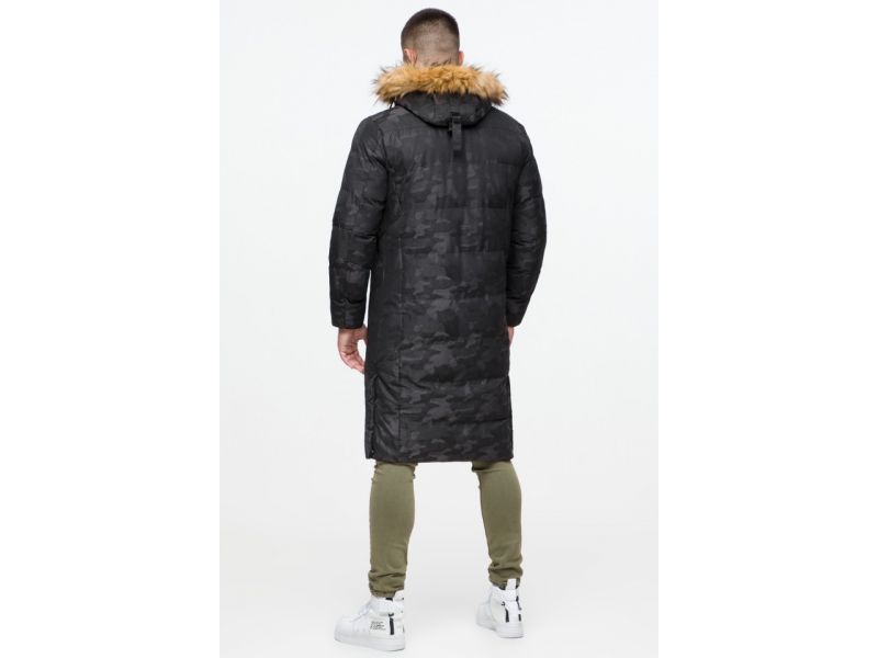 Куртка мужская молодежная черная зимняя с ветрозащитной планкой модель 25390, фото 6