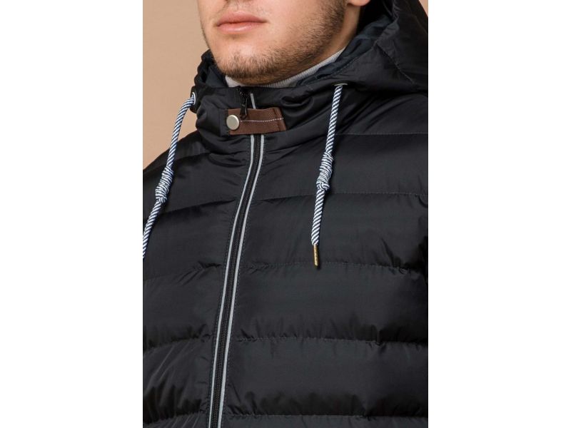 Куртка мужская на зиму короткая цвет графит-коричневый модель 35228, фото 5