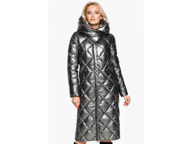 Зимний женский воздуховик цвет темное серебро модель 31031, фото 5