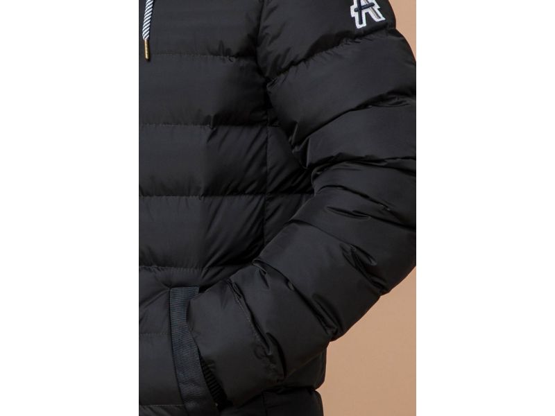 Куртка мужская на зиму короткая цвет графит-коричневый модель 35228, фото 6